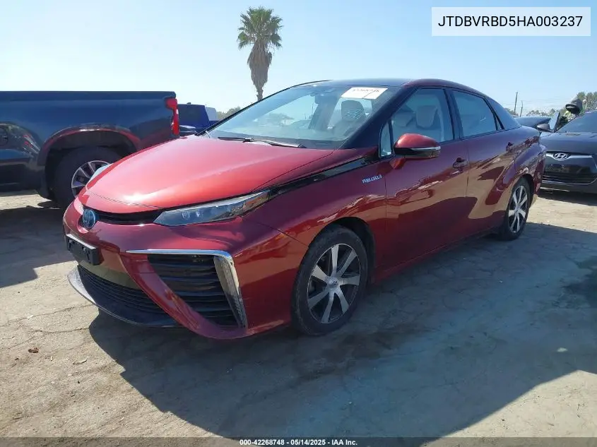 2017 Toyota Mirai VIN: JTDBVRBD5HA003237 Lot: 42268748