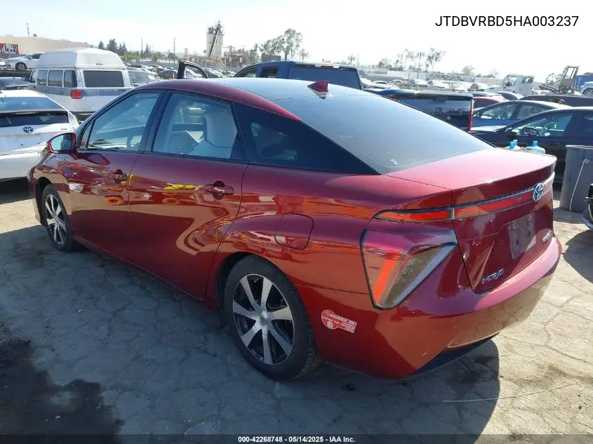 2017 Toyota Mirai VIN: JTDBVRBD5HA003237 Lot: 42268748