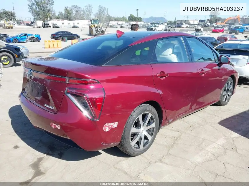 2017 Toyota Mirai VIN: JTDBVRBD5HA003237 Lot: 42268748