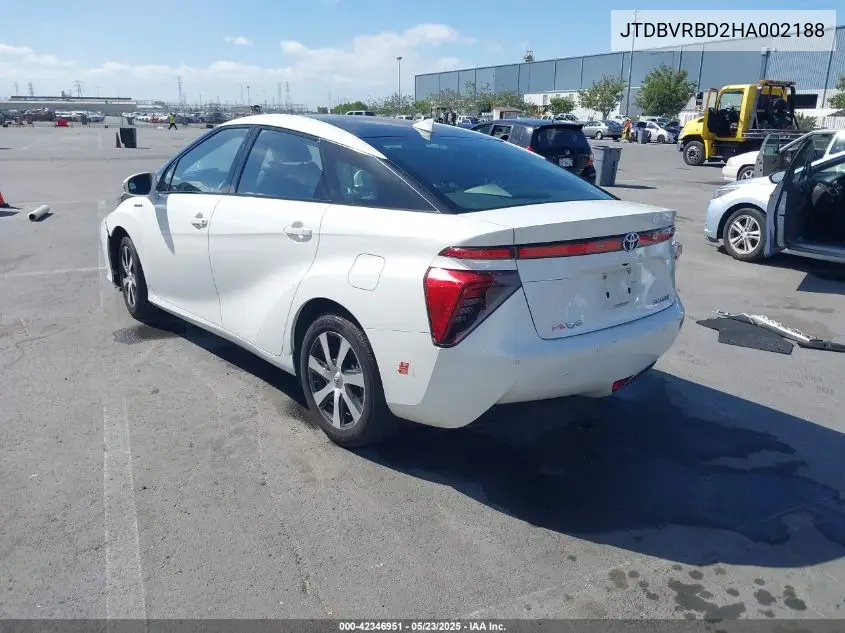 2017 Toyota Mirai VIN: JTDBVRBD2HA002188 Lot: 42346951
