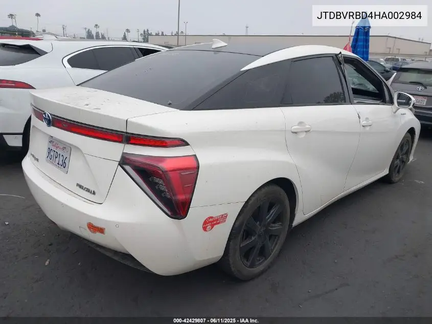 2017 Toyota Mirai VIN: JTDBVRBD4HA002984 Lot: 42429807