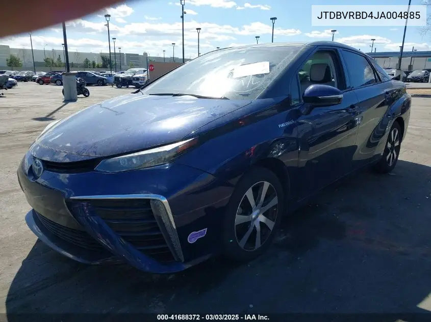 2018 Toyota Mirai VIN: JTDBVRBD4JA004885 Lot: 41688372