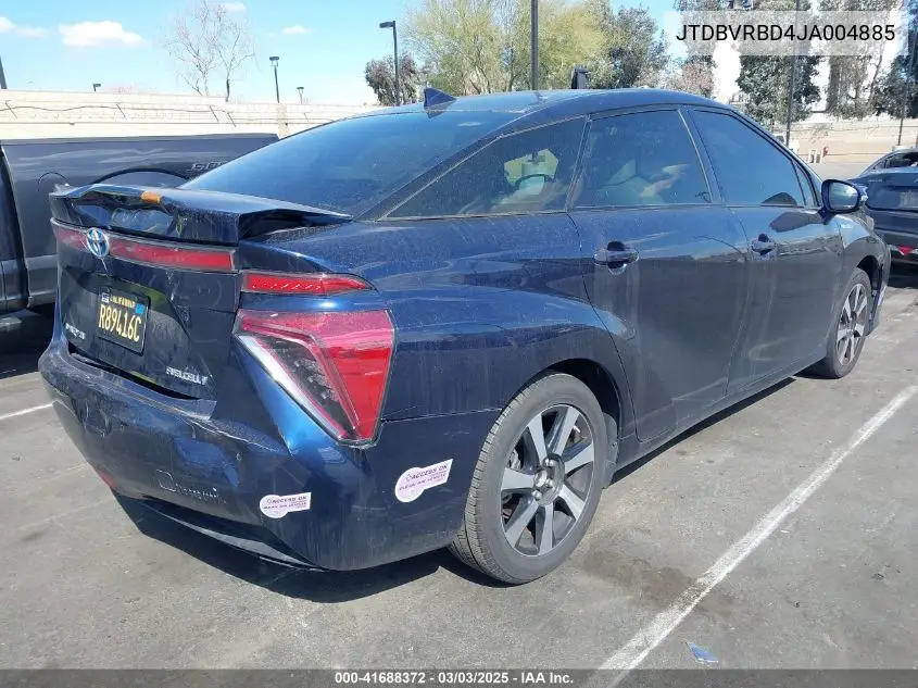 2018 Toyota Mirai VIN: JTDBVRBD4JA004885 Lot: 41688372