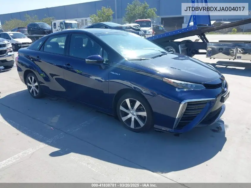 2018 Toyota Mirai VIN: JTDBVRBDXJA004017 Lot: 41838781