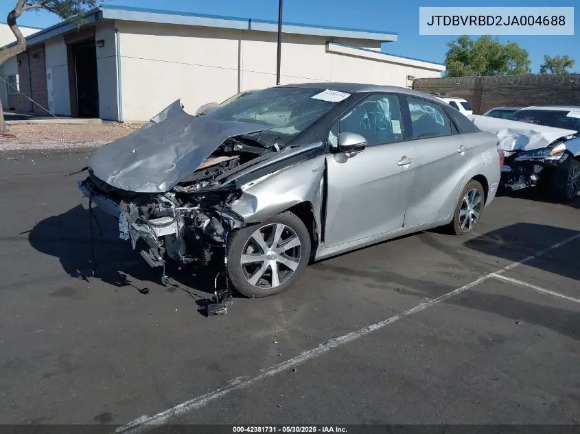 2018 Toyota Mirai VIN: JTDBVRBD2JA004688 Lot: 42381731