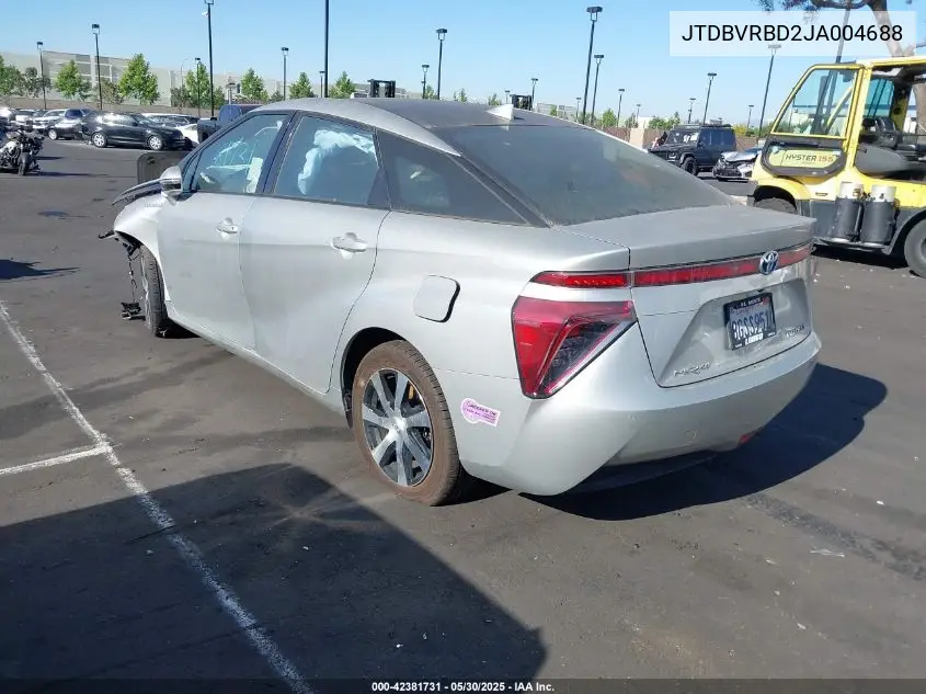 2018 Toyota Mirai VIN: JTDBVRBD2JA004688 Lot: 42381731