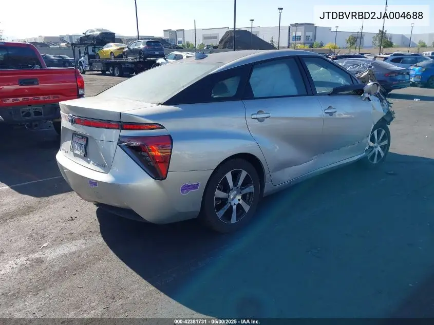 2018 Toyota Mirai VIN: JTDBVRBD2JA004688 Lot: 42381731