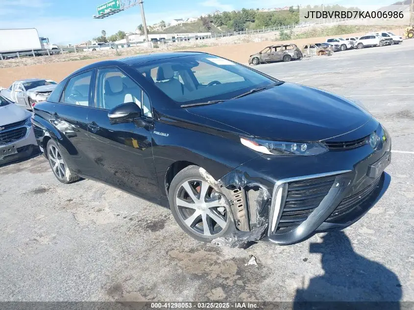 2019 Toyota Mirai VIN: JTDBVRBD7KA006986 Lot: 41298053