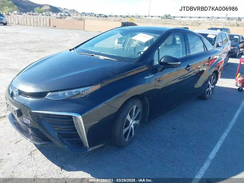 2019 Toyota Mirai VIN: JTDBVRBD7KA006986 Lot: 41298053