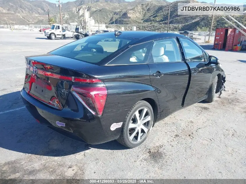 2019 Toyota Mirai VIN: JTDBVRBD7KA006986 Lot: 41298053