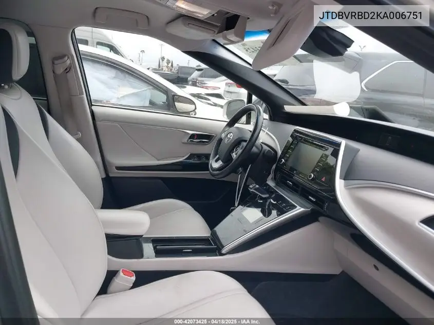2019 Toyota Mirai VIN: JTDBVRBD2KA006751 Lot: 42073425