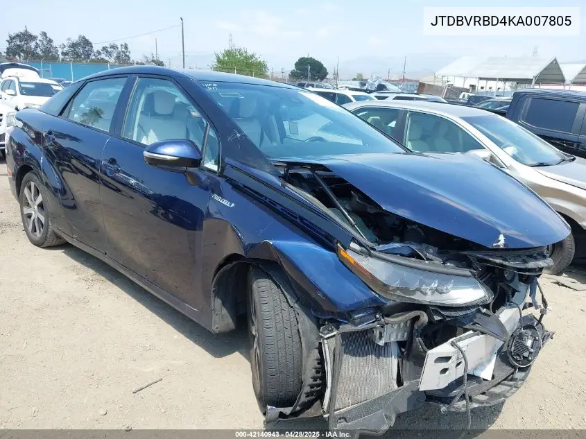 2019 Toyota Mirai VIN: JTDBVRBD4KA007805 Lot: 42140943