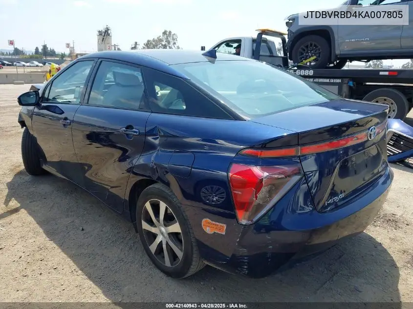 2019 Toyota Mirai VIN: JTDBVRBD4KA007805 Lot: 42140943