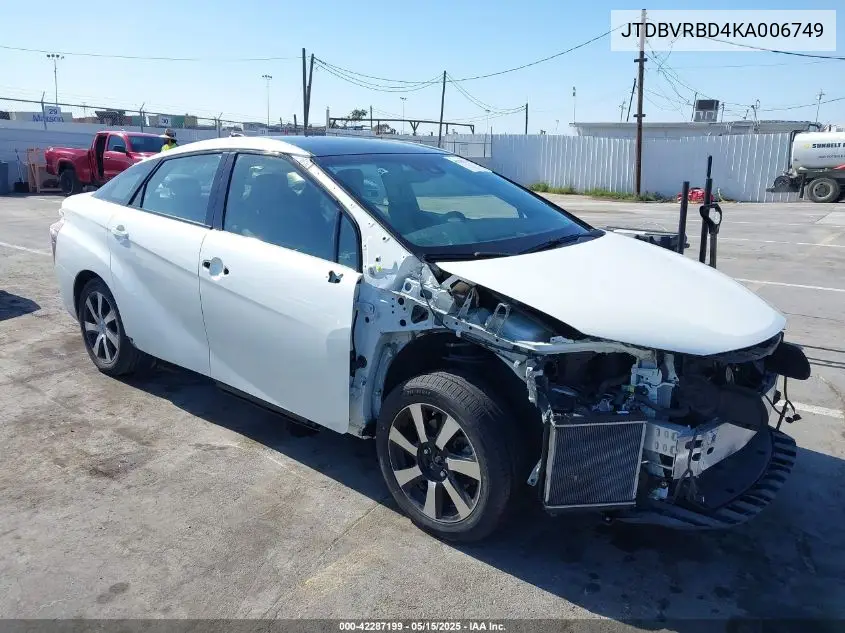 2019 Toyota Mirai VIN: JTDBVRBD4KA006749 Lot: 42287199