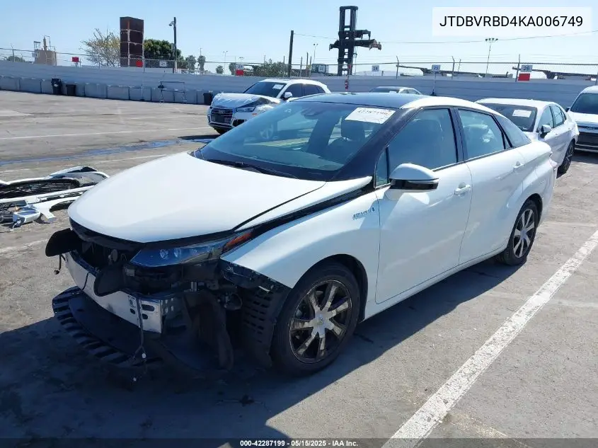 2019 Toyota Mirai VIN: JTDBVRBD4KA006749 Lot: 42287199