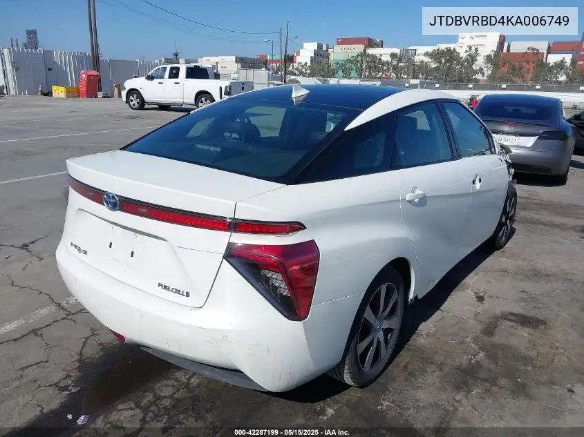 2019 Toyota Mirai VIN: JTDBVRBD4KA006749 Lot: 42287199