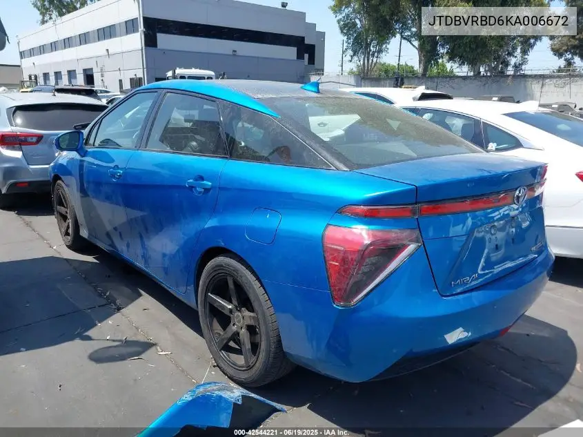 2019 Toyota Mirai VIN: JTDBVRBD6KA006672 Lot: 42544221