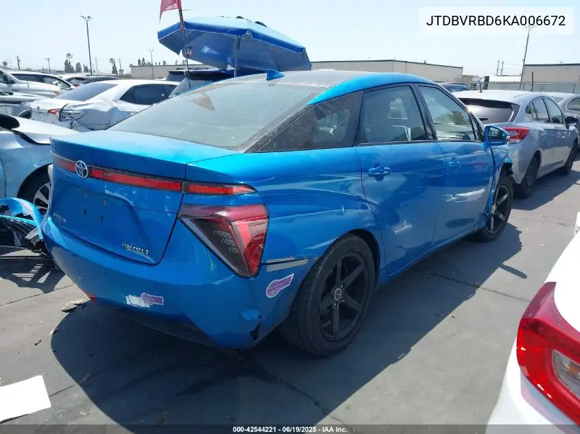2019 Toyota Mirai VIN: JTDBVRBD6KA006672 Lot: 42544221
