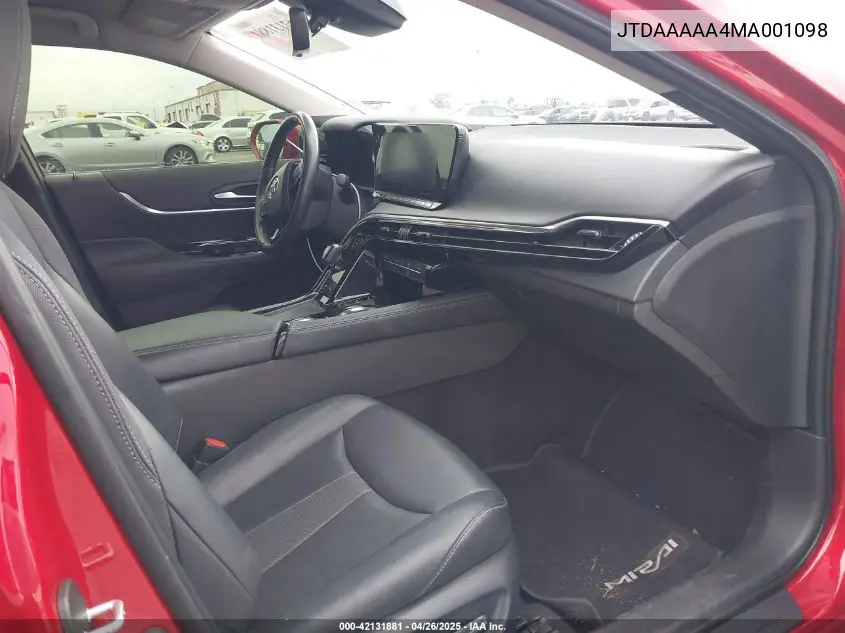 2021 Toyota Mirai Xle VIN: JTDAAAAA4MA001098 Lot: 42131881