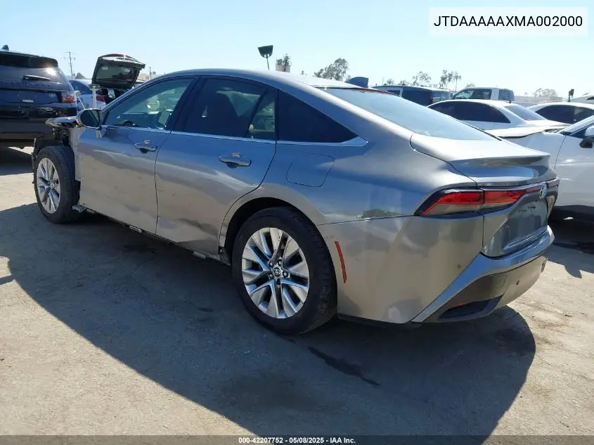 2021 Toyota Mirai Xle VIN: JTDAAAAAXMA002000 Lot: 42207752