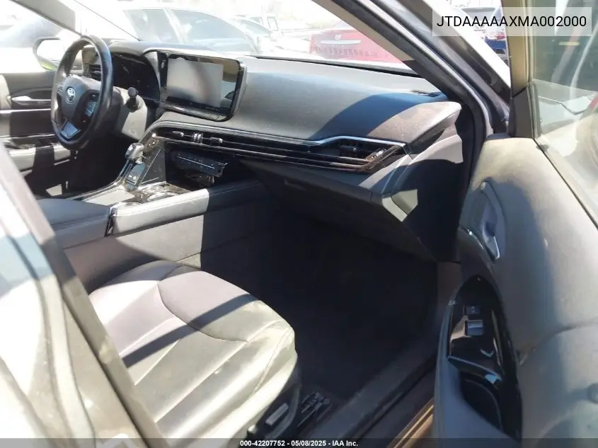 2021 Toyota Mirai Xle VIN: JTDAAAAAXMA002000 Lot: 42207752