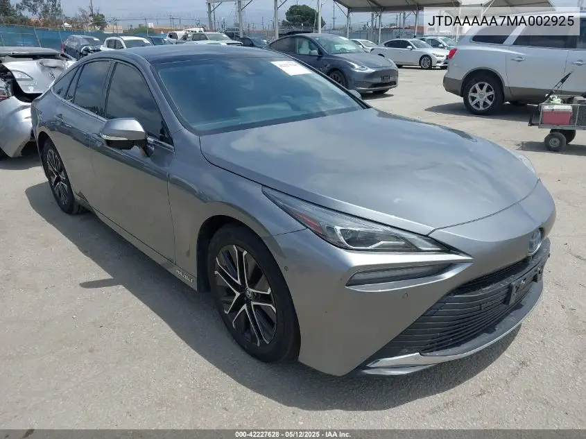 2021 Toyota Mirai Limited VIN: JTDAAAAA7MA002925 Lot: 42227628