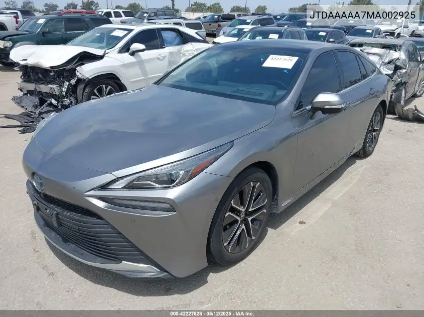 2021 Toyota Mirai Limited VIN: JTDAAAAA7MA002925 Lot: 42227628