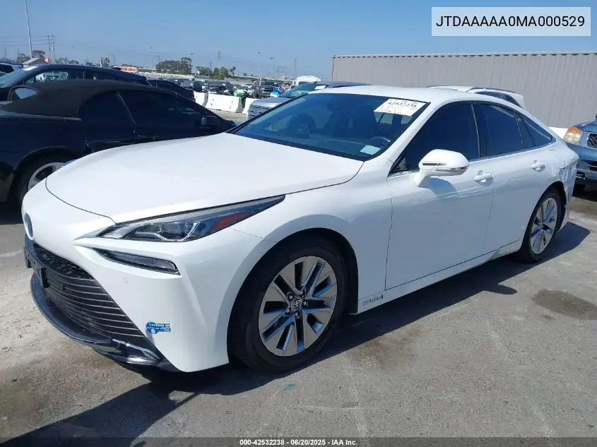 2021 Toyota Mirai Xle VIN: JTDAAAAA0MA000529 Lot: 42532238