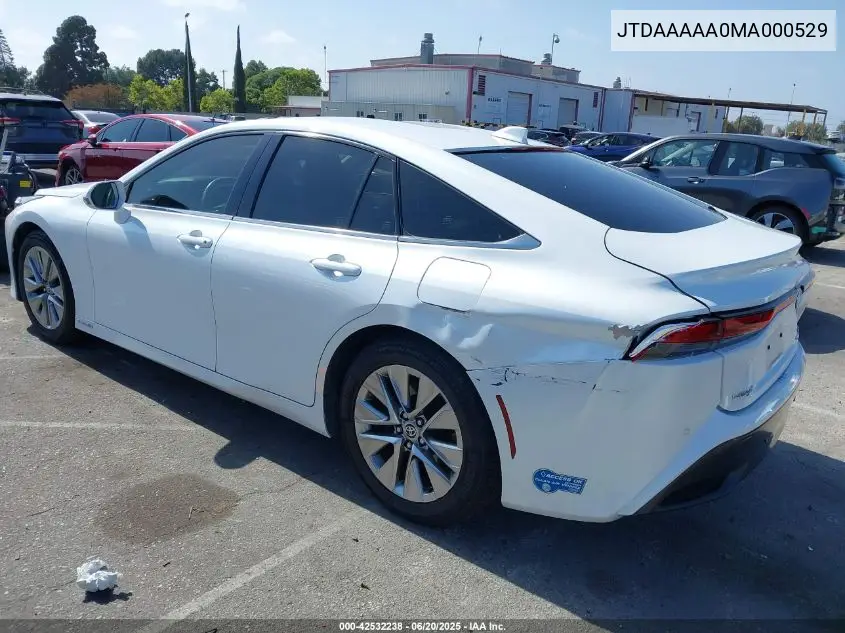 2021 Toyota Mirai Xle VIN: JTDAAAAA0MA000529 Lot: 42532238