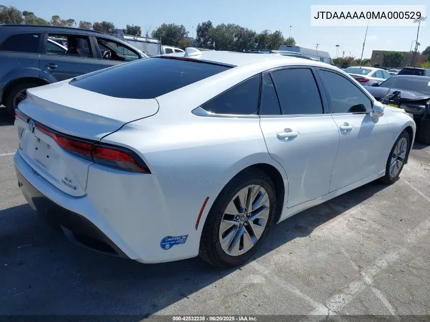 2021 Toyota Mirai Xle VIN: JTDAAAAA0MA000529 Lot: 42532238
