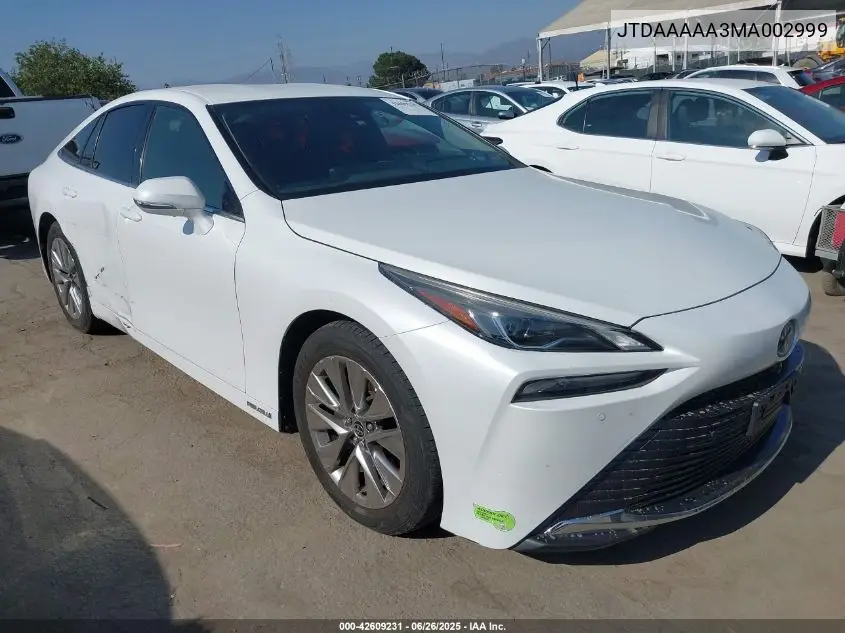 2021 Toyota Mirai Xle VIN: JTDAAAAA3MA002999 Lot: 42609231