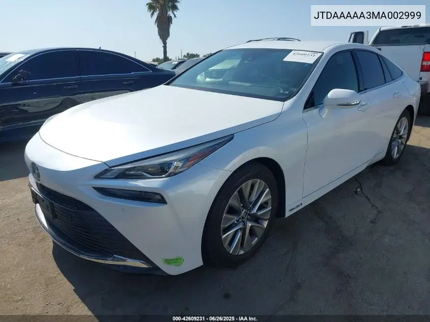 2021 Toyota Mirai Xle VIN: JTDAAAAA3MA002999 Lot: 42609231