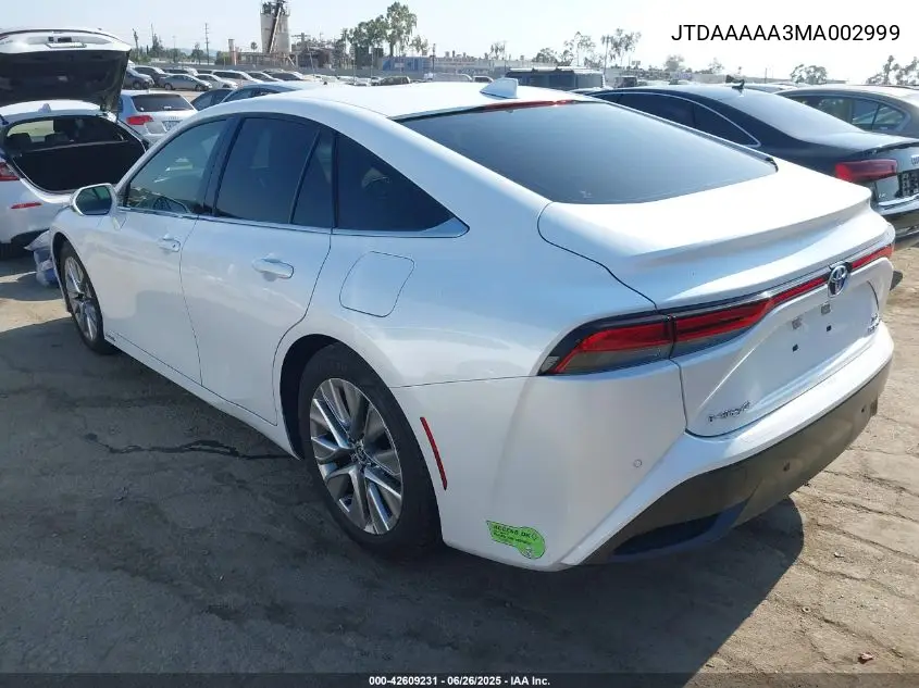 2021 Toyota Mirai Xle VIN: JTDAAAAA3MA002999 Lot: 42609231