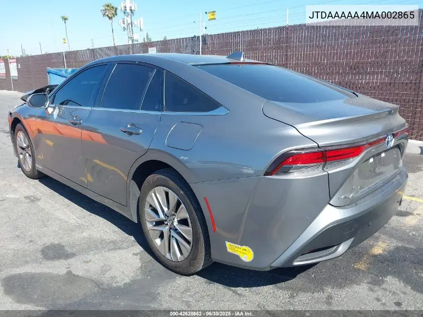 2021 Toyota Mirai Xle VIN: JTDAAAAA4MA002865 Lot: 42628662