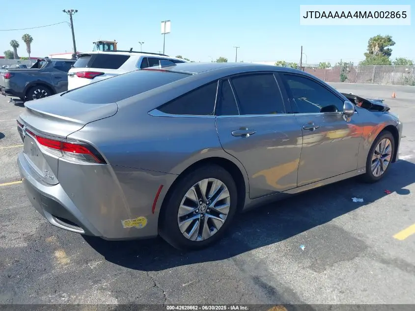 2021 Toyota Mirai Xle VIN: JTDAAAAA4MA002865 Lot: 42628662