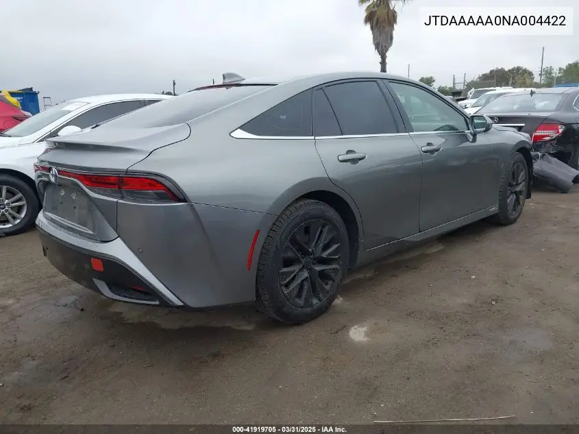 2022 Toyota Mirai Xle VIN: JTDAAAAA0NA004422 Lot: 41919705