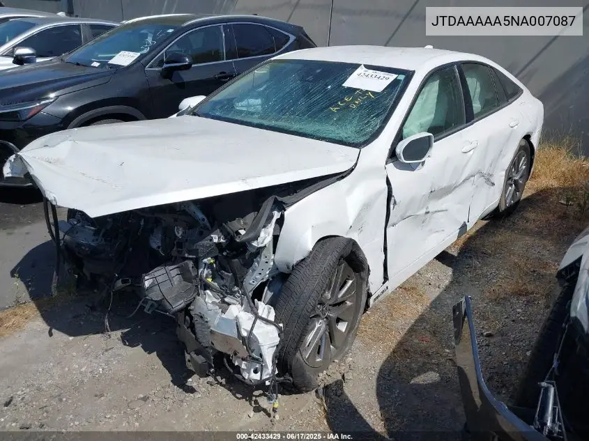 2022 Toyota Mirai Xle VIN: JTDAAAAA5NA007087 Lot: 42433429