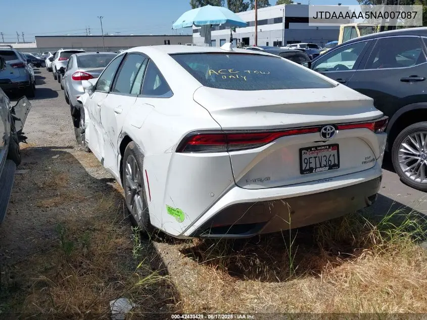 2022 Toyota Mirai Xle VIN: JTDAAAAA5NA007087 Lot: 42433429