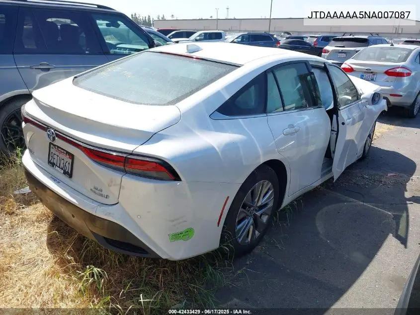 2022 Toyota Mirai Xle VIN: JTDAAAAA5NA007087 Lot: 42433429