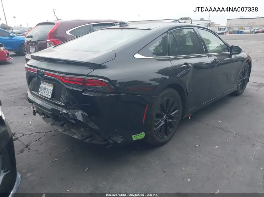 2022 Toyota Mirai Xle VIN: JTDAAAAA4NA007338 Lot: 42574483