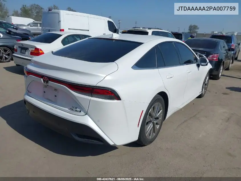 2023 Toyota Mirai Xle VIN: JTDAAAAA2PA007759 Lot: 42437621