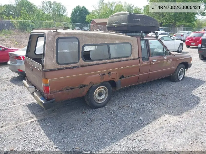 1986 Toyota Pickup Xtracab Rn70 Dlx VIN: JT4RN70D2G0006431 Lot: 42128021