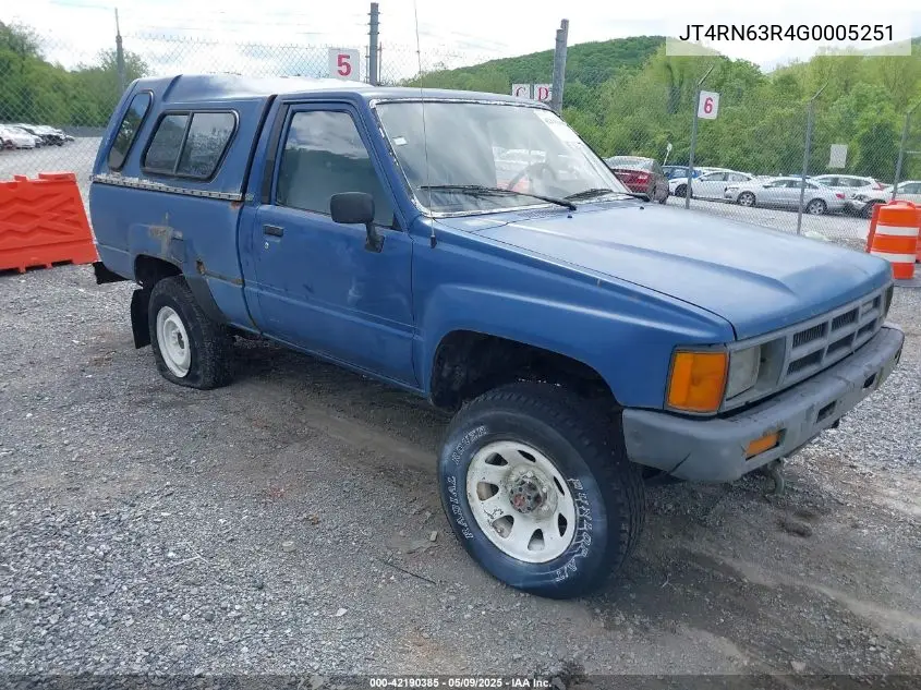 1986 Toyota Pickup Rn63 Std VIN: JT4RN63R4G0005251 Lot: 42190385