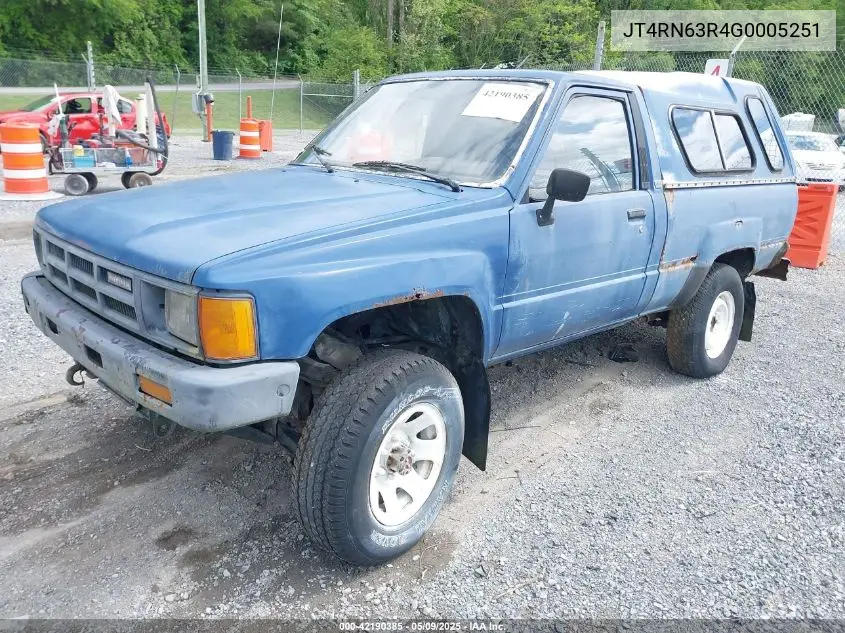 1986 Toyota Pickup Rn63 Std VIN: JT4RN63R4G0005251 Lot: 42190385