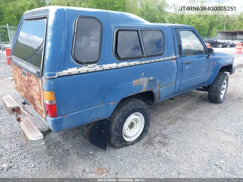 1986 Toyota Pickup Rn63 Std VIN: JT4RN63R4G0005251 Lot: 42190385