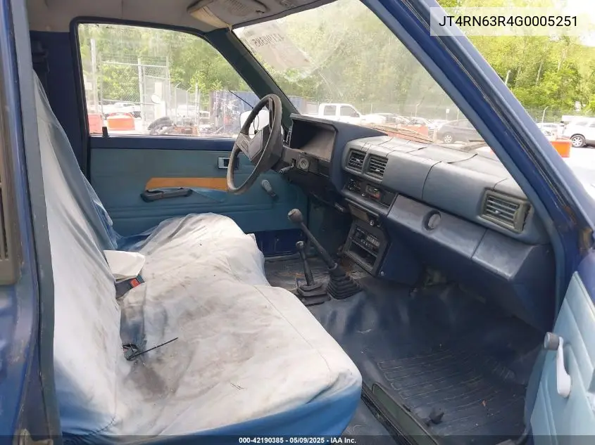 1986 Toyota Pickup Rn63 Std VIN: JT4RN63R4G0005251 Lot: 42190385