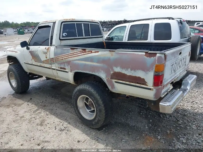 1987 Toyota Pickup Rn63 Std VIN: JT4RN63R5H5027151 Lot: 42152630