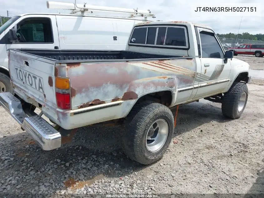 1987 Toyota Pickup Rn63 Std VIN: JT4RN63R5H5027151 Lot: 42152630