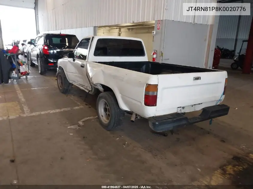 1989 Toyota Pickup 1/2 Ton Sht Wheelbase Dlx VIN: JT4RN81P8K0020776 Lot: 41964827
