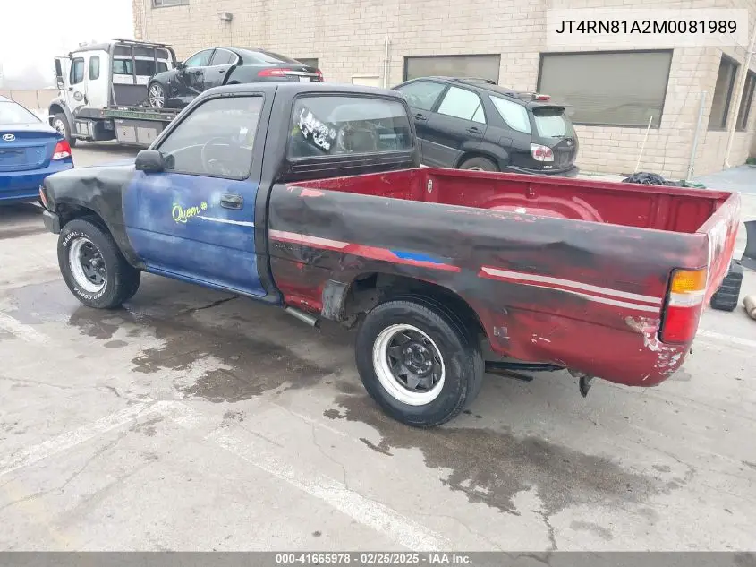 1991 Toyota Pickup 1/2 Ton Short Wheelbase VIN: JT4RN81A2M0081989 Lot: 41665978